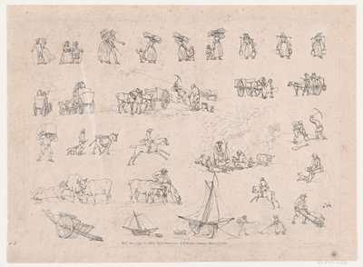 Plate 2, Outlines of Figures, Landscapes and Cattle for the Use of Learners, June 1, 1790 by Thomas Rowlandson