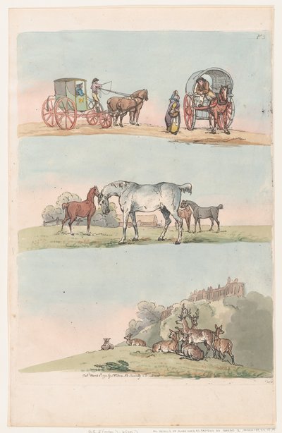 Plate 3, Outlines of Figures, Landscapes and Cattle for the Use of Learners, March 8, 1790 by Thomas Rowlandson