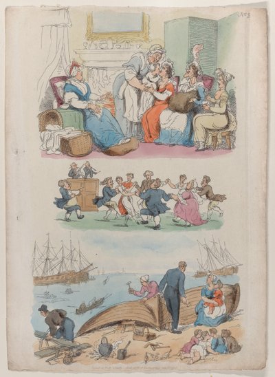 A Lying-in Visit, A Round Dance, from World in Miniature, 1816 by Thomas Rowlandson