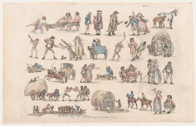 Plate 4, Outlines of Figures, Landscapes and Cattle...for the Use of Learners by Thomas Rowlandson