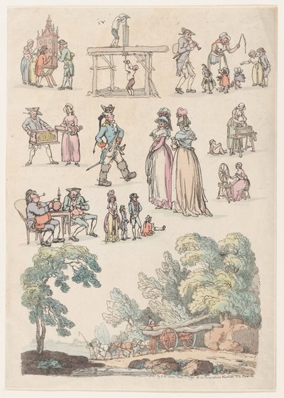 Plate 5, Outlines of Figures, Landscapes and Cattle for the Use of Learners by Thomas Rowlandson