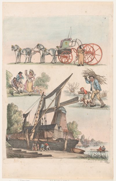 Plate 9, Outlines of Figures, Landscapes and Cattle for the Use of Learners, January 20, 1791 by Thomas Rowlandson