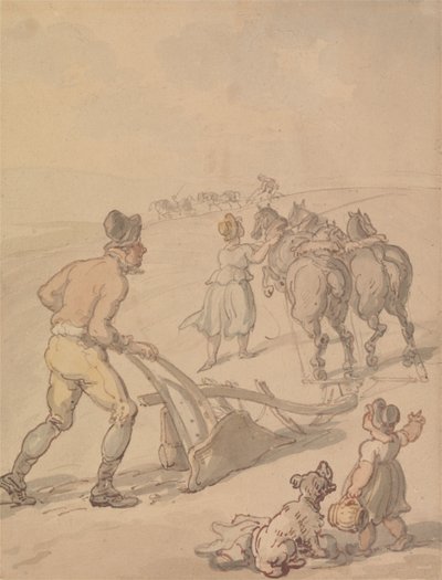 Ploughing by Thomas Rowlandson