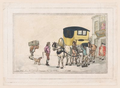 Post Boys and Post Horses at the White Hart Inn by Thomas Rowlandson
