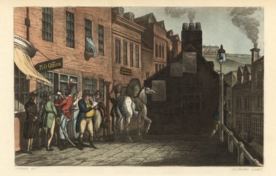 Post Office: Tourists collecting mail at the post office in Scarborough by Thomas Rowlandson