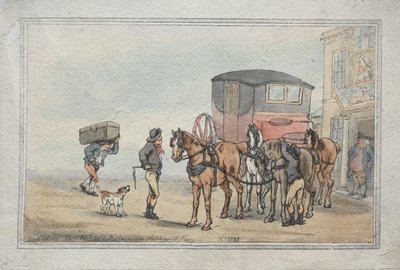 Postboys and Posthorses at the White Hart Inn by Thomas Rowlandson