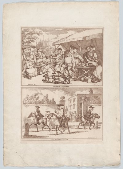 Pot Fair Cambridge, and, The College Gate, 1780-90 by Thomas Rowlandson