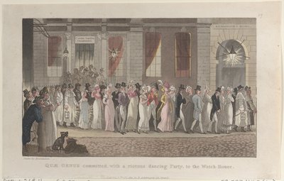 Quae Genus Committed, with a Riotous Dancing Party, to the Watch-House by Thomas Rowlandson