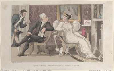 Quae Genus, Interrupts a Tête à Tête, from The History of Johnny Quae Genus by Thomas Rowlandson