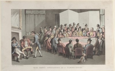 Quae Genus Officiating at a Gaming House, from The History of Johnny Quae Genus, November 1, 1821 by Thomas Rowlandson