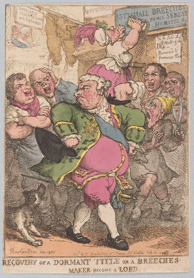 Recovery of a Dormant Title or a Breeches Maker become a Lord, pub. 1805 by Thomas Rowlandson