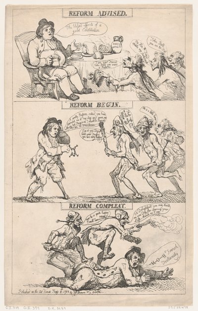 Reform Advised, Reform Begun, Reform Complete by Thomas Rowlandson