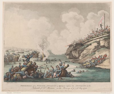 Rehearsal of a French Invasion as Performed before the Invalids at the Islands of ..., May 18, 1798 by Thomas Rowlandson