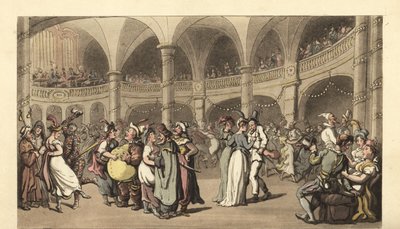 Revellers in Costume at a Masked Ball in a Large Theater by Thomas Rowlandson