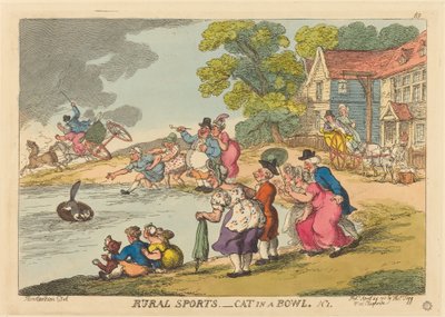 Rural Sports. Cat in a Bowl. No.1 by Thomas Rowlandson
