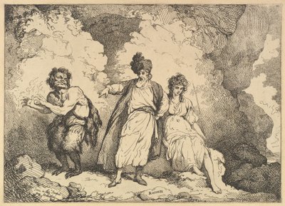Scene from the Tempest: Caliban, Prospero and Miranda, [1783-87] reissued 1801 by Thomas Rowlandson