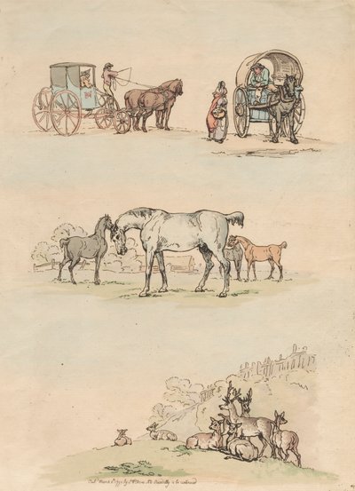Set of Sixteen: Outlines of Figure and Landscapes by Thomas Rowlandson