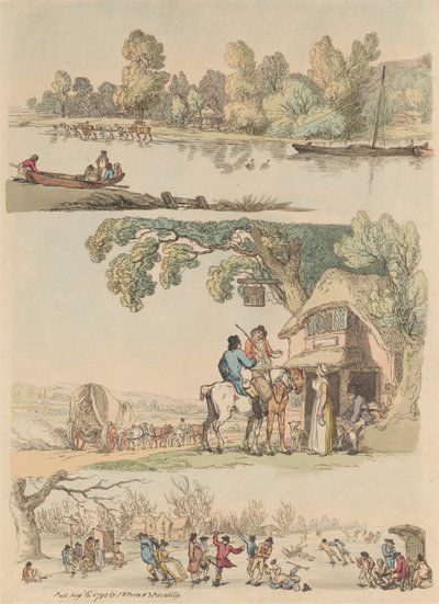 Set of Sixteen: Outlines of Figures and Landscapes by Thomas Rowlandson