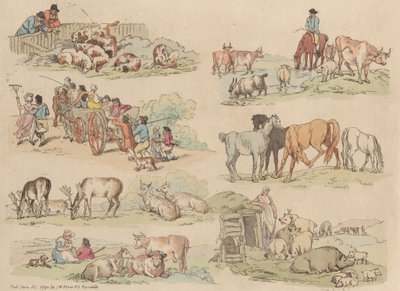 Set of Sixteen: Outlines of Figures and Landscapes by Thomas Rowlandson