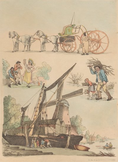 Set of Sixteen: Outlines of Figures and Landscapes by Thomas Rowlandson
