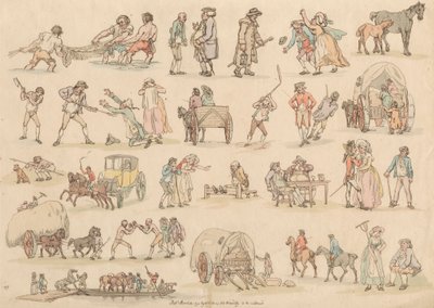 Set of Sixteen: Outlines of Figures and Landscapes by Thomas Rowlandson