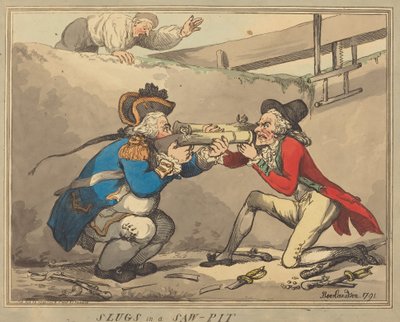 Slugs in a Sawpit by Thomas Rowlandson