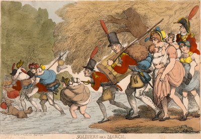 Soldiers on a March: "To pack up her tatters and follow the Drum" by Thomas Rowlandson