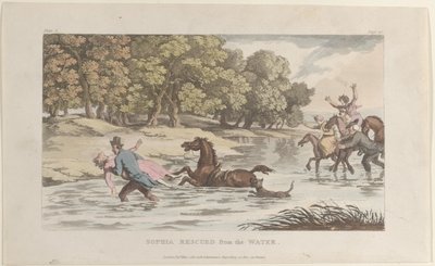 Sophia Rescued from the Water, from The Vicar of Wakefield, May 1, 1817 by Thomas Rowlandson