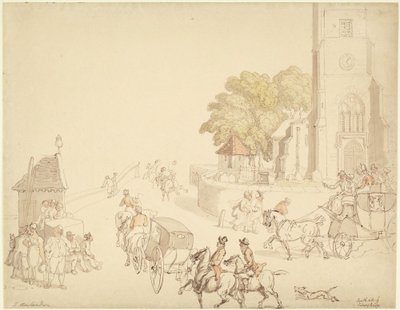 South Side of Putney Bridge by Thomas Rowlandson