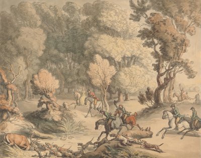 Stag at Bay - Scene near Taplow, Berks, c.1795-1801 by Thomas Rowlandson