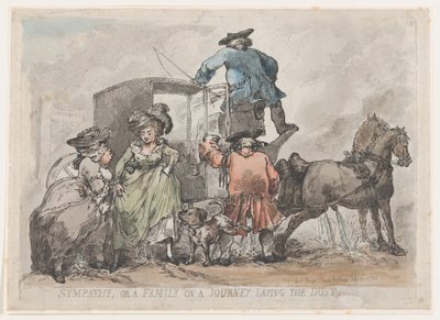 Sympathy, or A Family On A Journey Laying The Dust, July 12, 1784 by Thomas Rowlandson