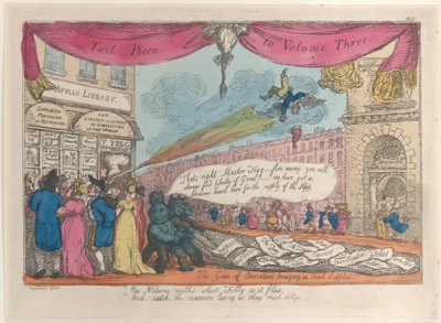 Tail Piece to Volume Three: The Genii of Caricature Bringing in Fresh Supplies by Thomas Rowlandson