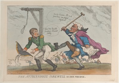The Affectionate Farewell, or Kick for Kick by Thomas Rowlandson