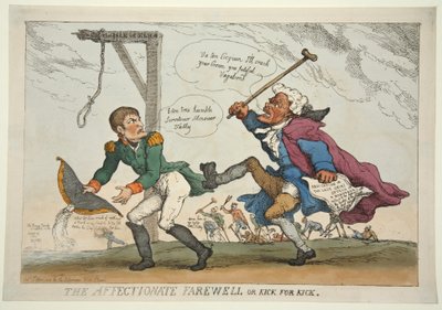 The Affectionate Farewell or Kick for Kick by Thomas Rowlandson