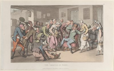 The Arrival in Paris, from Journal of Sentimental Travels in the Southern Provinces of France, 1820 by Thomas Rowlandson