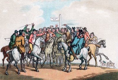 The Betting Post, Humours of Fox Hunting by Thomas Rowlandson