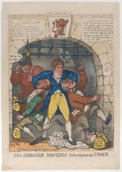The Borough Mongers Strangled in the Tower by Thomas Rowlandson