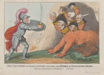 The Champion of Oakhampton, Attacking the Hydra of Gloucester Place, March 15, 1809 by Thomas Rowlandson