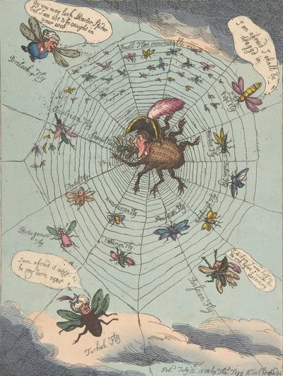 The Corsican Spider in His Web!, July 12, 1808 by Thomas Rowlandson