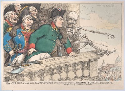 The Corsican and His Bloodhounds at the Window of the Thuilleries Looking Over Paris, April 16, 1815 by Thomas Rowlandson