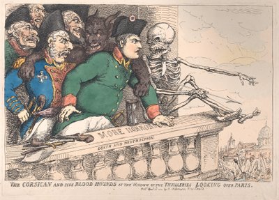 The Corsican and His Bloodhounds at the Window of the Thuilleries Looking Over Paris, April 16, 1815 by Thomas Rowlandson