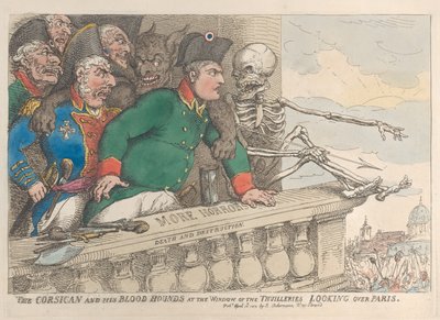 The Corsican and His Bloodhounds at the Window of the Thuilleries Looking Over Paris by Thomas Rowlandson