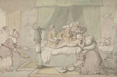 The Doctor is so severely bruised that cupping is judged necessary, c.1810 by Thomas Rowlandson