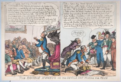 The Double Humbug or the Devils Imp Praying for Peace by Thomas Rowlandson