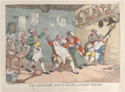 The Enraged Son of Mars and Timid Tonsor by Thomas Rowlandson