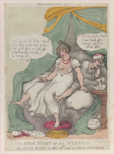 The First Night of My Wedding, or Little Boney No Match For an Arch Dutchess, April 25, 1810 by Thomas Rowlandson