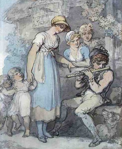 The Flute Player by Thomas Rowlandson