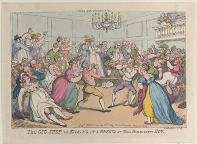 The Gig Shop or Kicking Up a Breeze at Nell Hamiltons Hop by Thomas Rowlandson