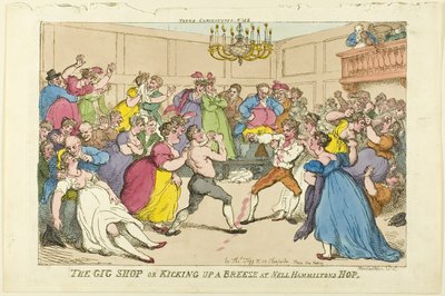The Gig Shop or Kicking up a Breeze at Nell Hamiltons Hop by Thomas Rowlandson
