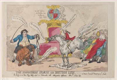 The Hanoverian Horse and British Lion by Thomas Rowlandson
